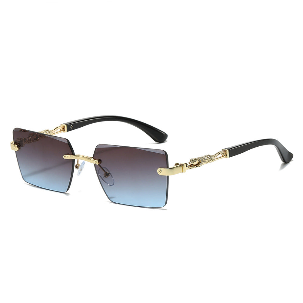 Wholesale Square Fashion Frameless Cut Edge PC Sunglasses