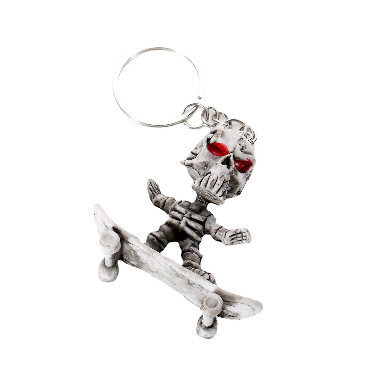 Wholesale Chic Rubber Skull Skateboard Keychain Grey Fashion Accessory For Promotional Gift