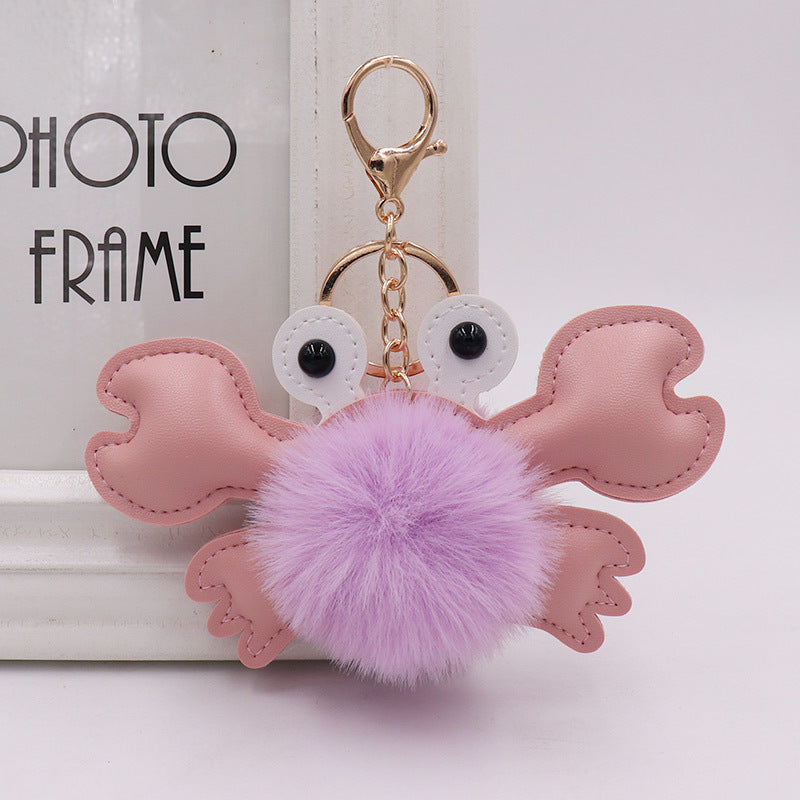 Wholesale Cartoon Plush Ball Crab Keychain