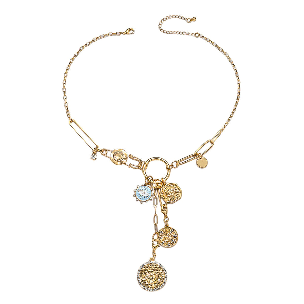 Wholesale Devil Eye Design Multi-Pendant Removable Zinc Alloy Necklace