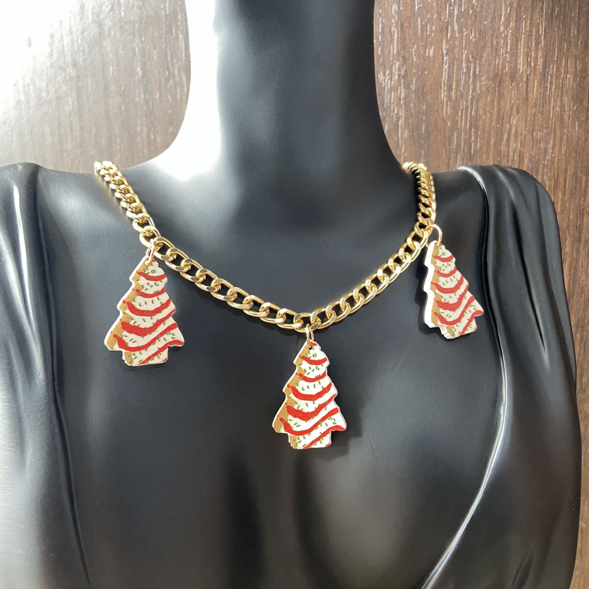 Wholesale Christmas Tree Acrylic Pendant Necklace Fashion Jewelry Accessory Gift