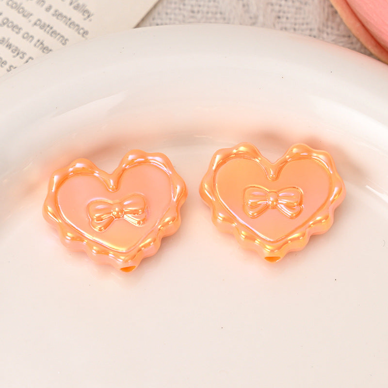 Wholesale  5pcs/pack  Heart-shaped beaded bow   Acrylic Beads