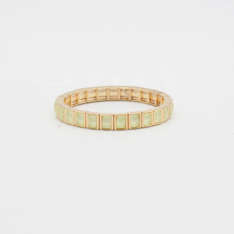 Wholesale Geometric Mocha Crystal Enamel Cuff Bracelet Stackable Bangle Chic Unisex Jewelry Accessory Gift Boutique Resale