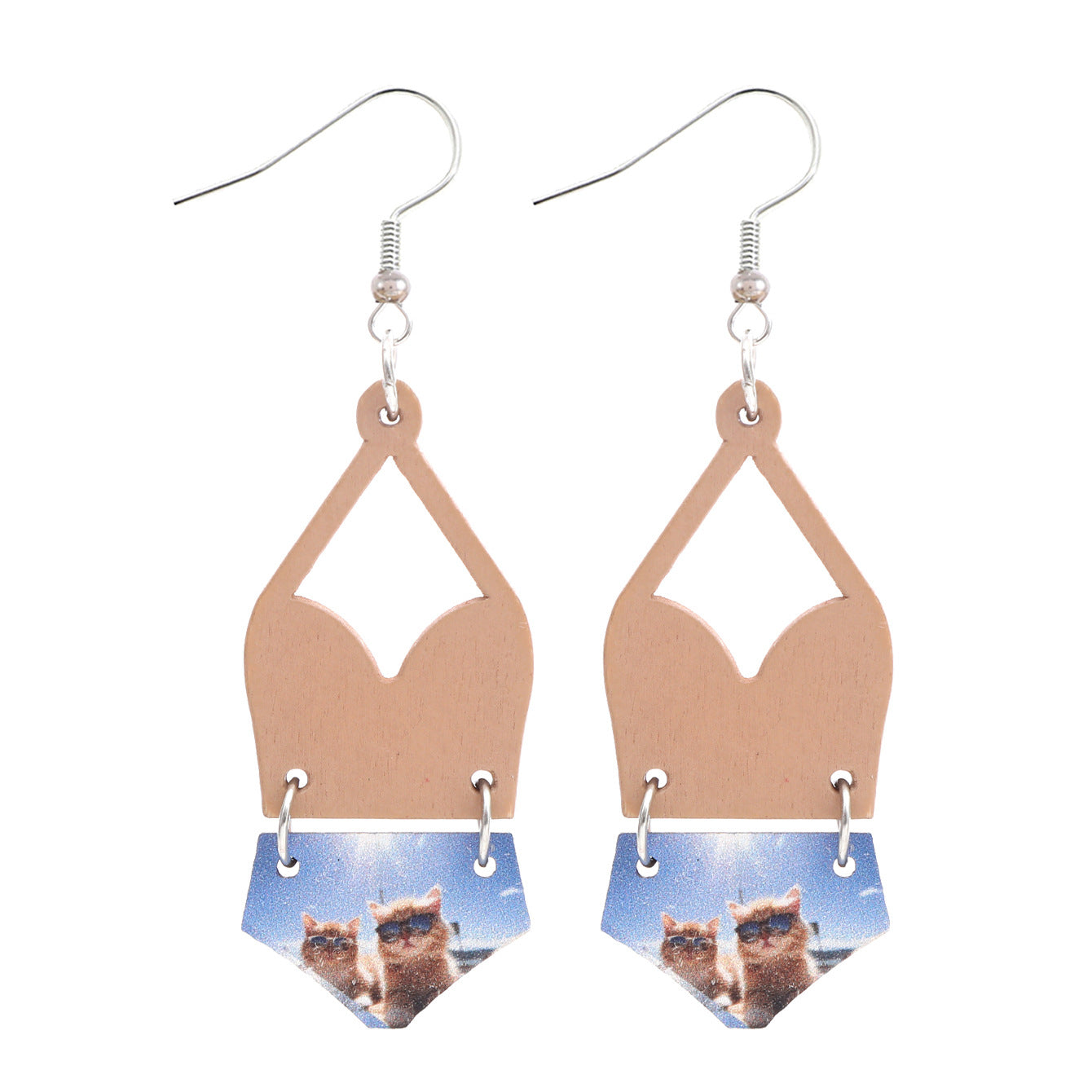 Wholesale Western Bikini Wooden Geometric Diamond Earrings