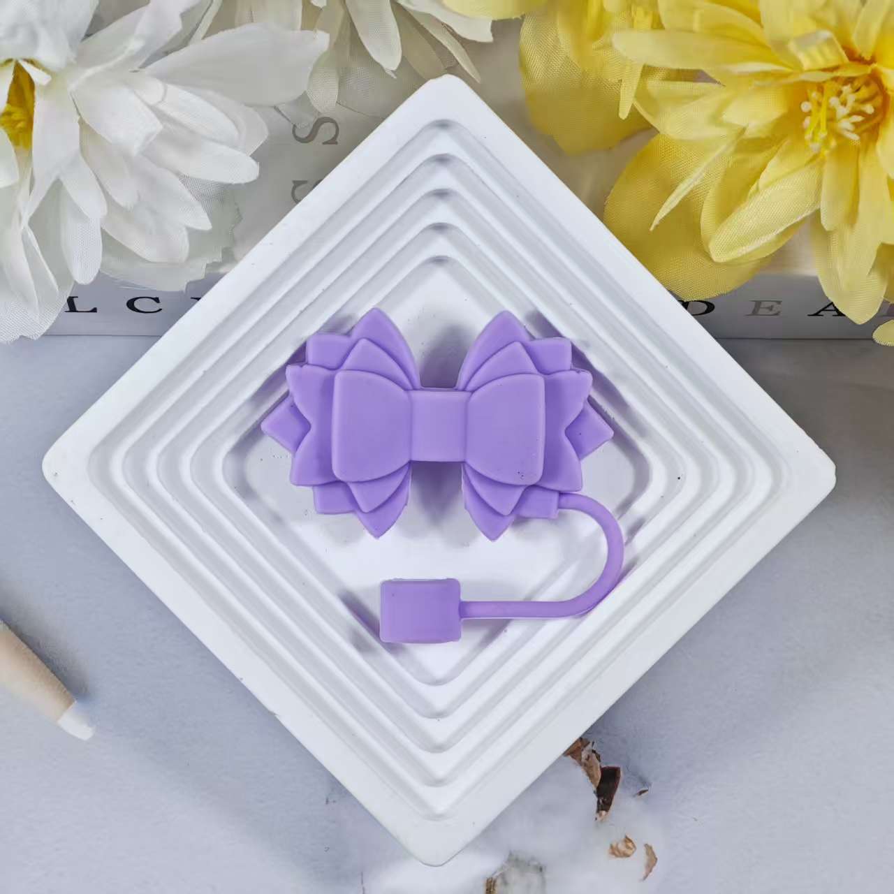 Wholesale 10pcs pink Bow Straw Tube Cap