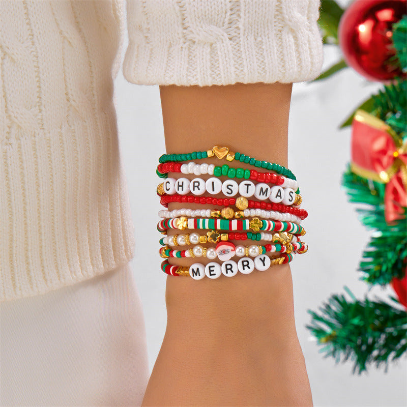 Wholesale Colorful letter seed bead polymer clay crystal Clay Bead bracelet