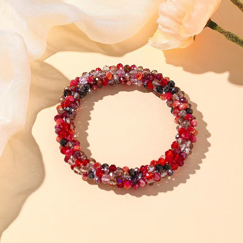 Wholesale Sequin Crystal Color Elastic Rubber Band Bracelet Dual Use