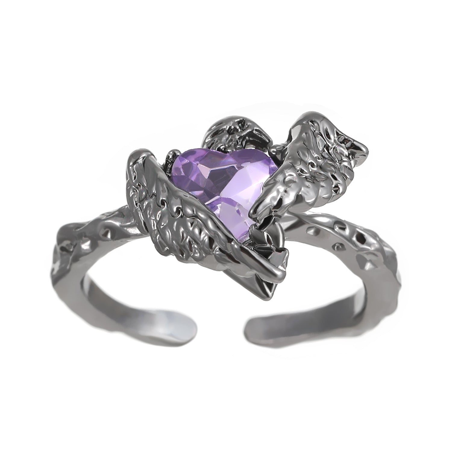 Wholesale Punk dark personality red diamond open stacking ring for men