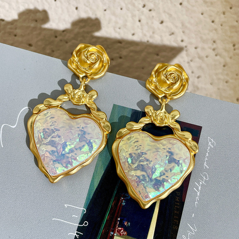 Wholesale Gold Rose Love Alloy Earrings