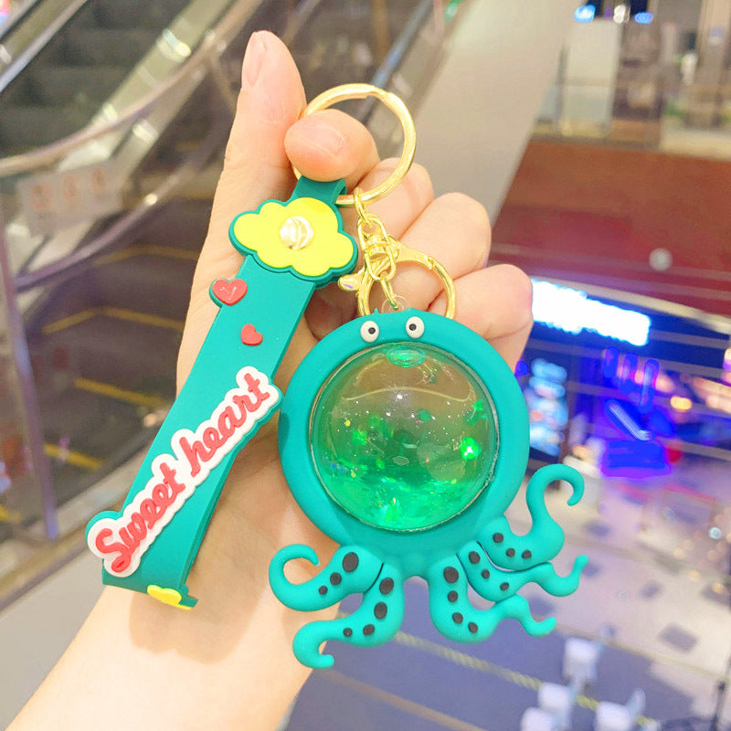 Llavero y llavero de botella de pulpo y botella de pulpo de PVC