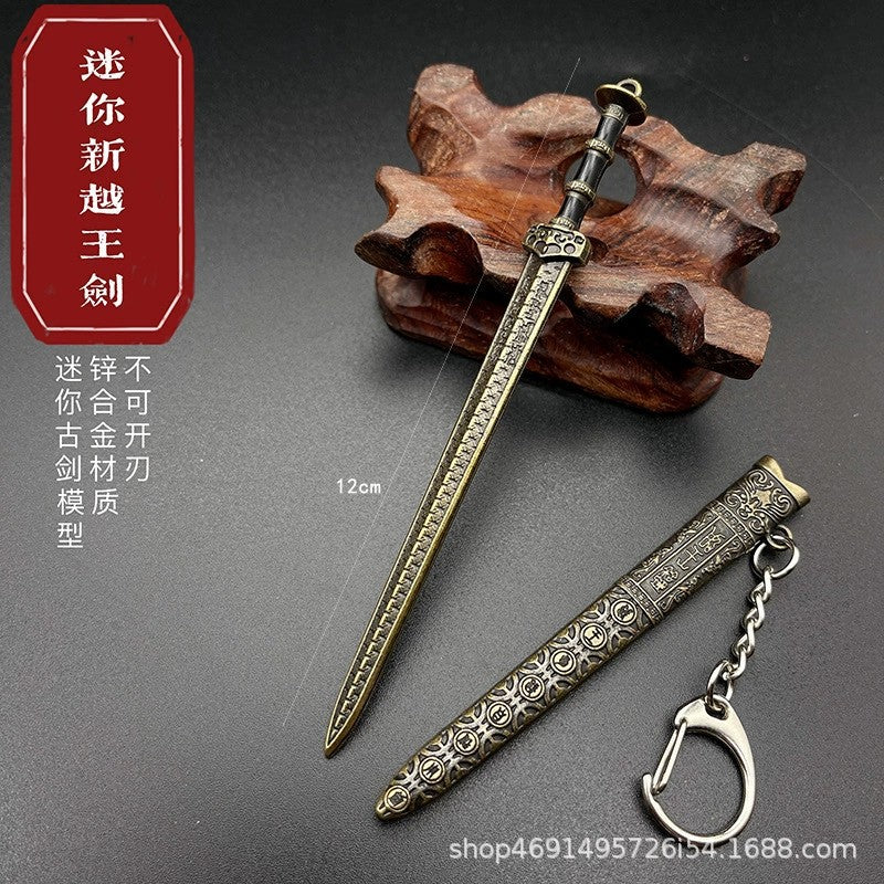 Wholesale Mini Sword Weapon Model with Sheath Embroidered Spring Knife Pendant