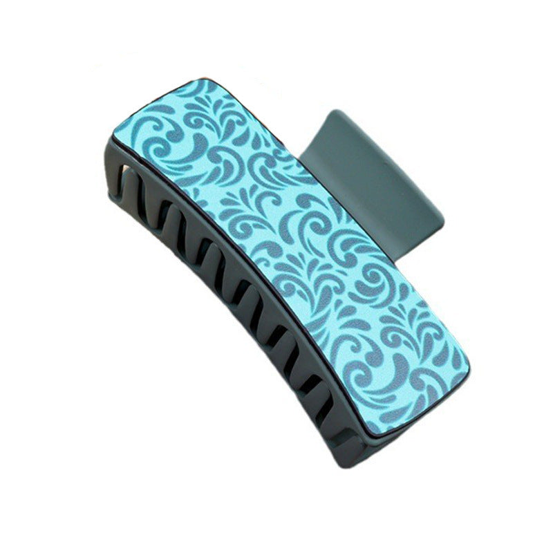 Wholesale Cowboy Style Blue Green Printed Shark Hair Claw Clip For Women Large Plastic Hair Clip Gift