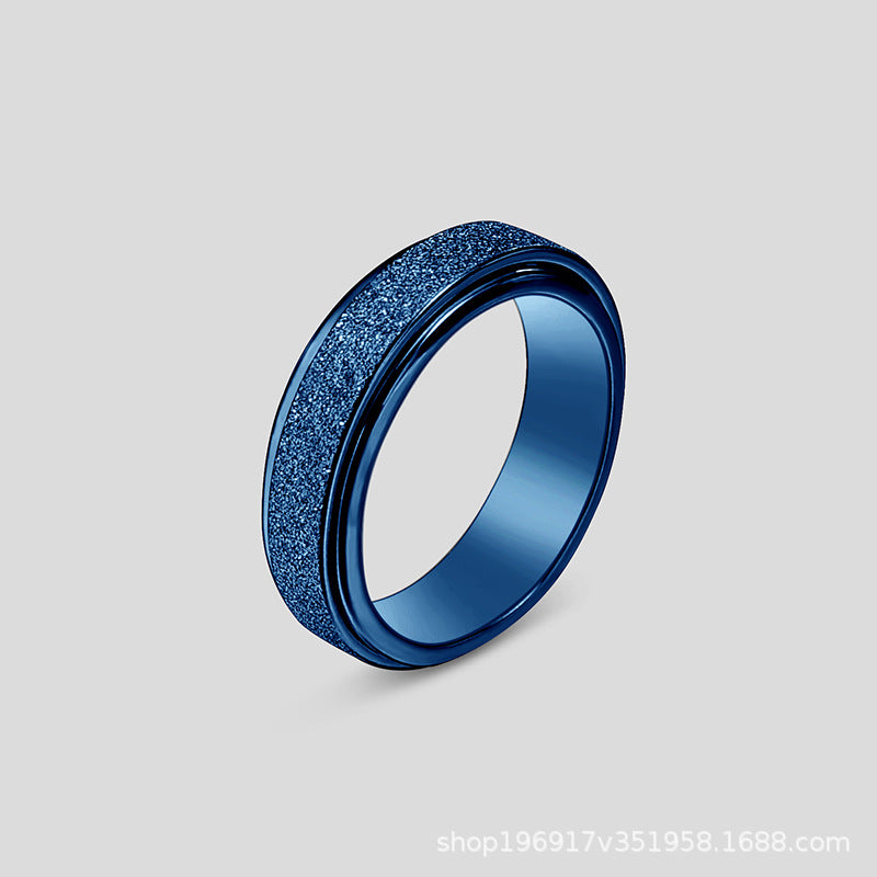 Wholesale Rotatable Titanium Steel Frosted Stainless Steel Rings Multi-color Couple Rings