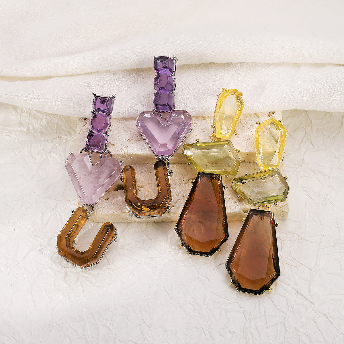 Wholesale Geometric Love Irregular Resin Earrings