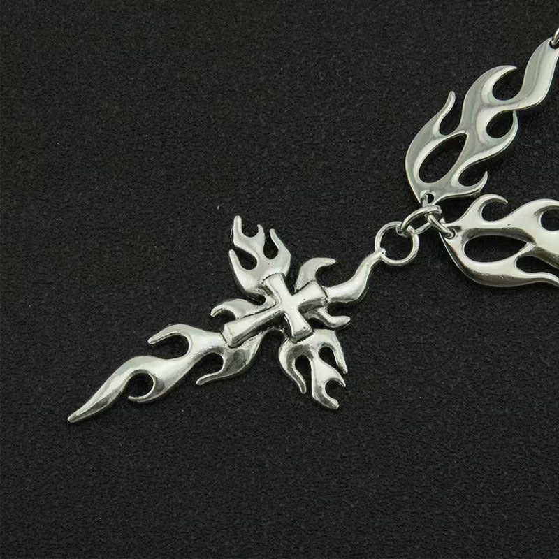 Wholesale Gothic cross necklace men and women hip hop couple pendant jewelry