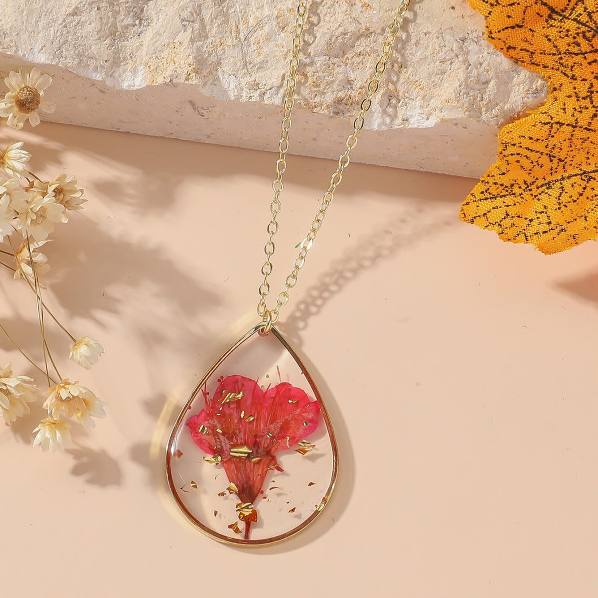 Wholesale Personalized Fashion All-match Niche Design Immortal Dried Flower Long Necklace