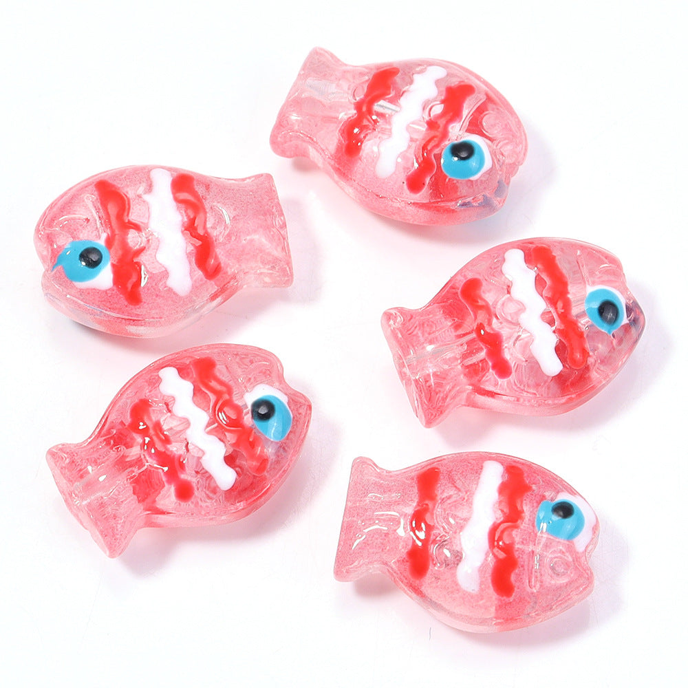 Wholesale 10pcs Ocean Cute Glass Hand-Painted Fish Beads