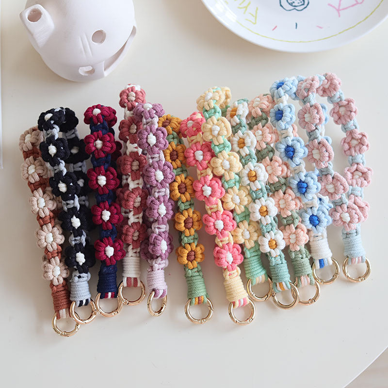 Wholesale Cotton Rope Handwoven Daisy Flower Keychain