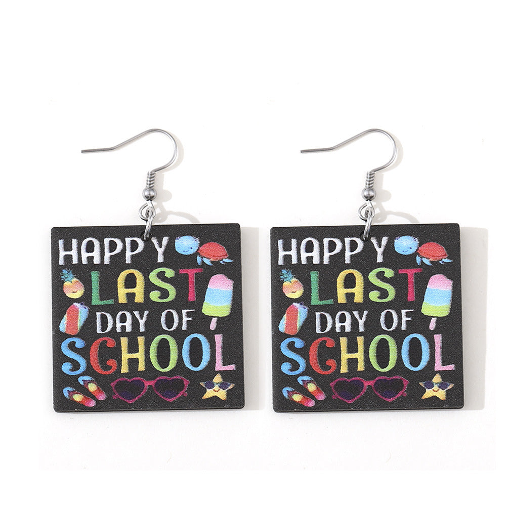 Wholesale Teachers and Students Graduation Season Double-Sided Wooden Earrings
