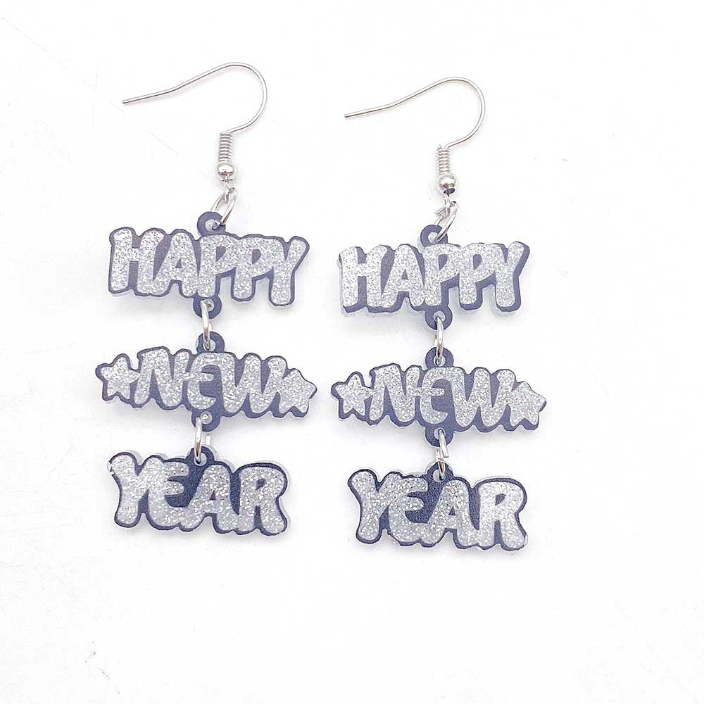 Wholesale Happy New Year Acrylic Earrings