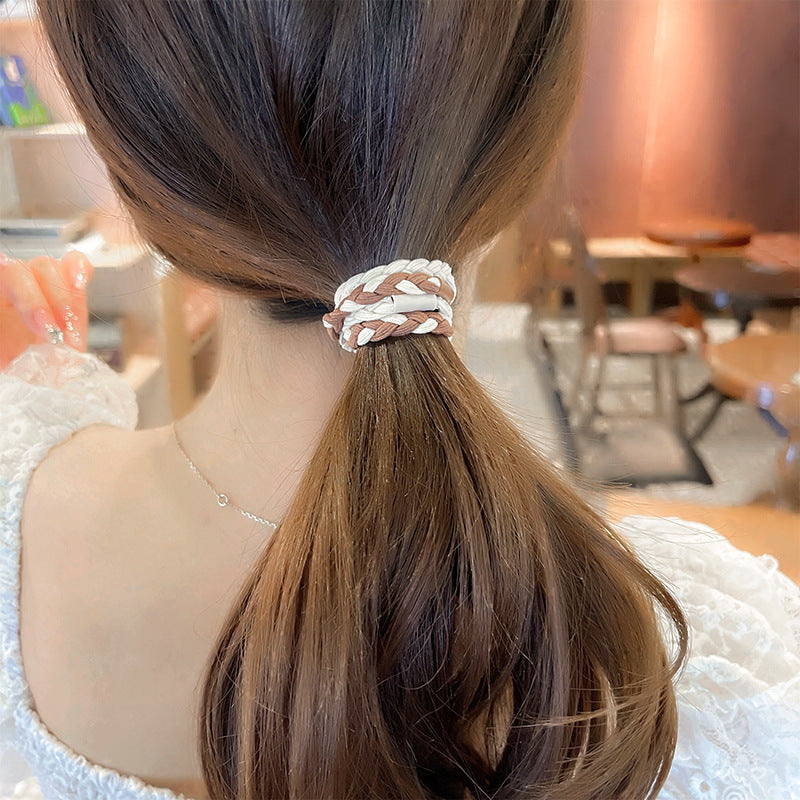 Wholesale Milk Coffee Color Simple High Elastic Fabric Hair Scrunchies