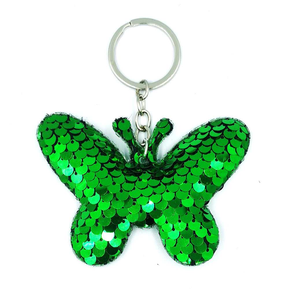 Wholesale Reflective Glossy Butterfly Sequin Bag Keychains
