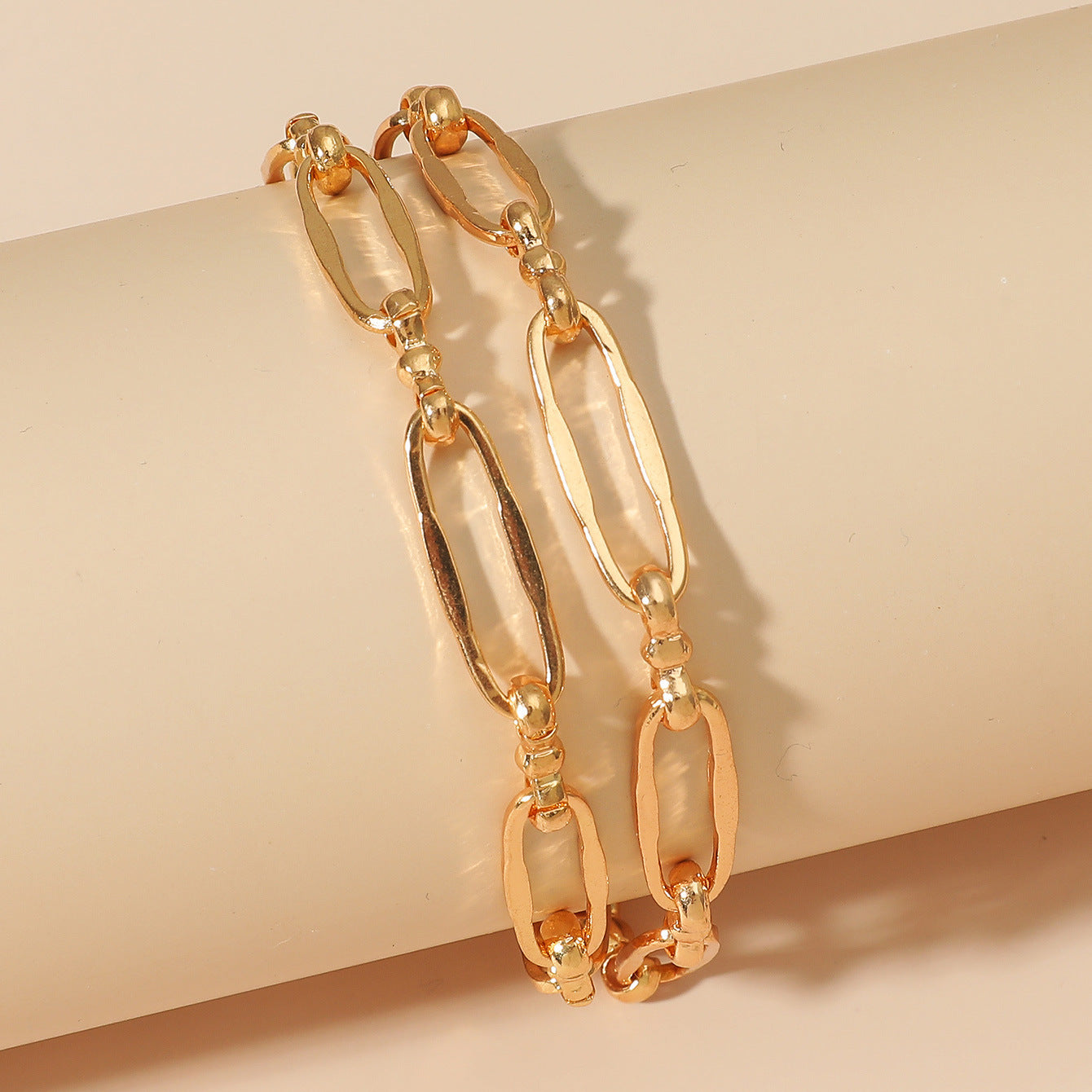 Wholesale Zircon Bracelet Set Exaggerated Geometric Beaded Thick Chain Bracelet