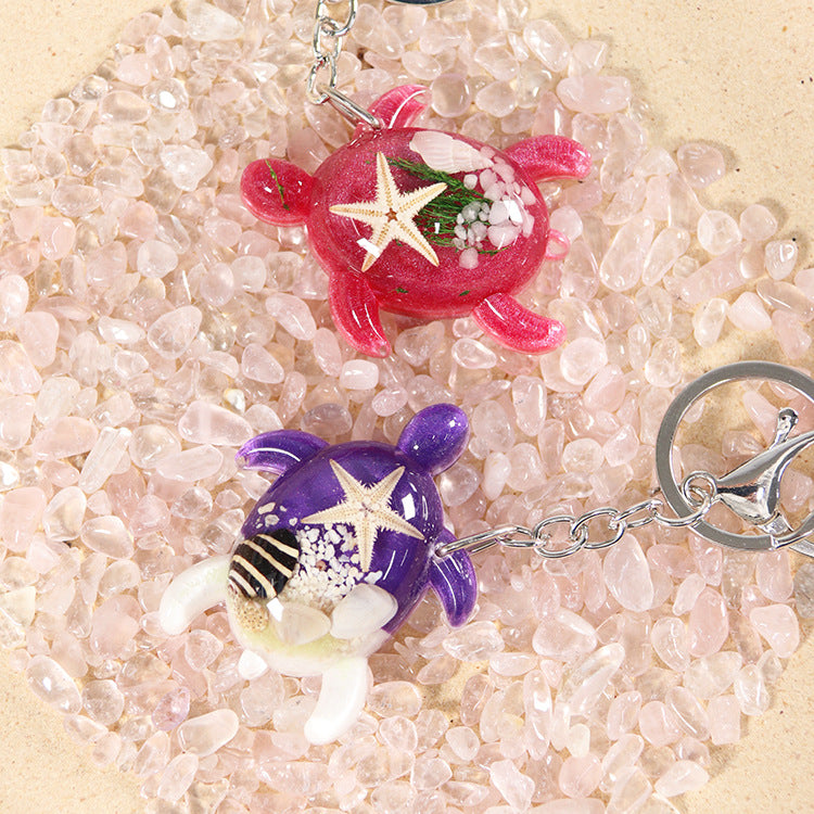 Wholesale 6pcs Resin Glue Starfish Turtle Shape Keychain