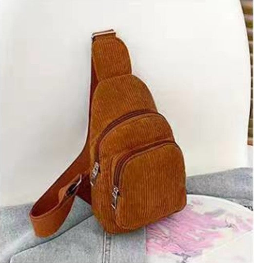 Wholesale Solid Color Chest Bag, Velvet Canvas Bag, Single Shoulder Crossbody Bag