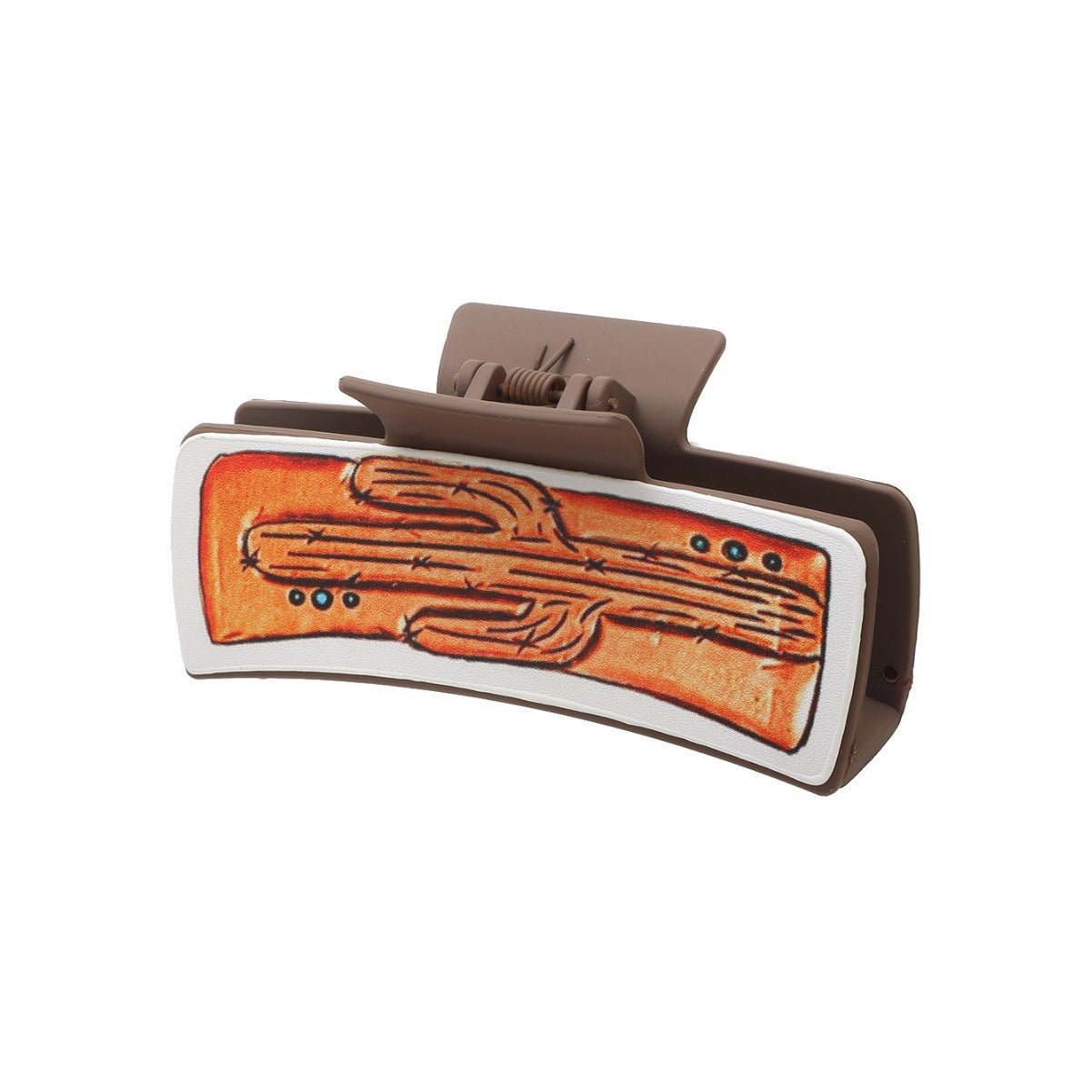 Wholesale Western Cowboy Cactus Leather Hair Clip Stylish Shark Clip For Women Boutique Resale
