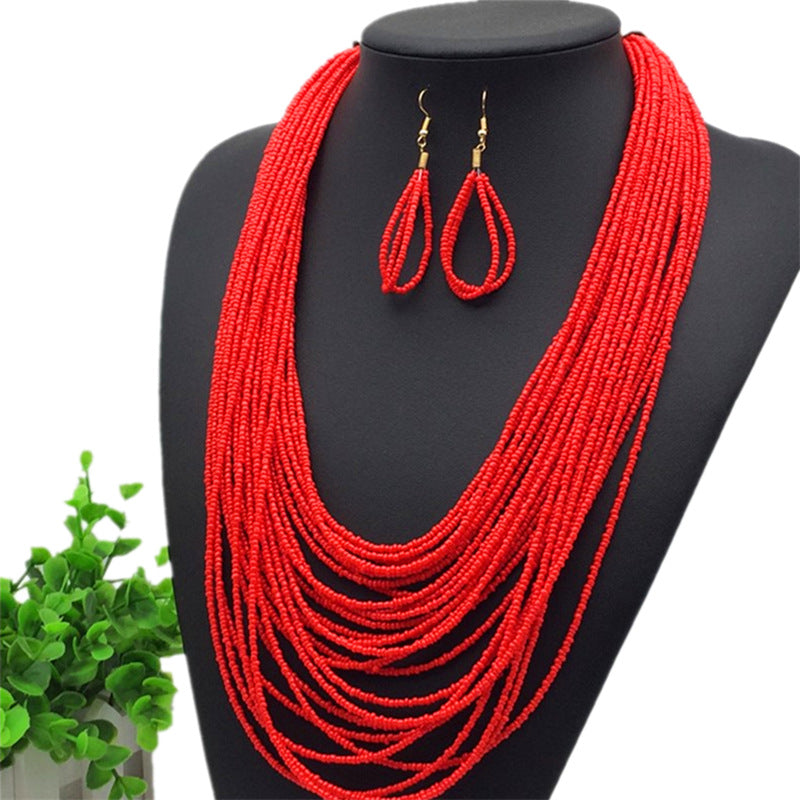 Wholesale Ethnic Style Long Acrylic Beads Earrings Necklace