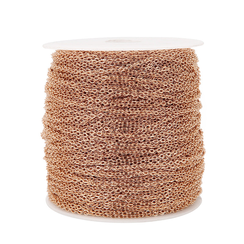 Wholesale 10pcs 8k Gold O-chain DIY Stainless Steel Flattened Cross Fine Chain