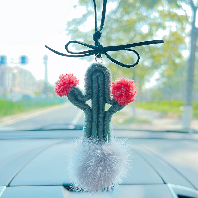 Colgante de espejo de cactus de cactus tejido de piel de visón mayorista