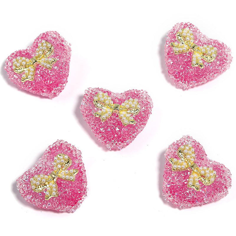 Wholesale 5pcs/pack  Heart-shaped soft sugar beads  butterfly rhinestone 3D Focal Beads