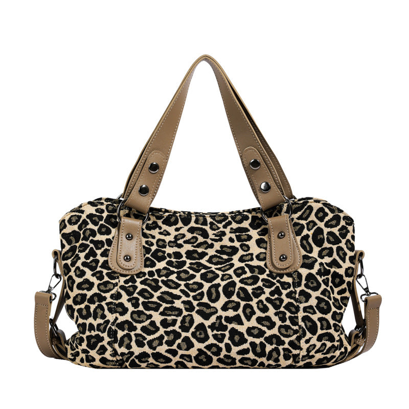 Wholesale Western Style Leopard Print Crossbody Large Capacity Handbag