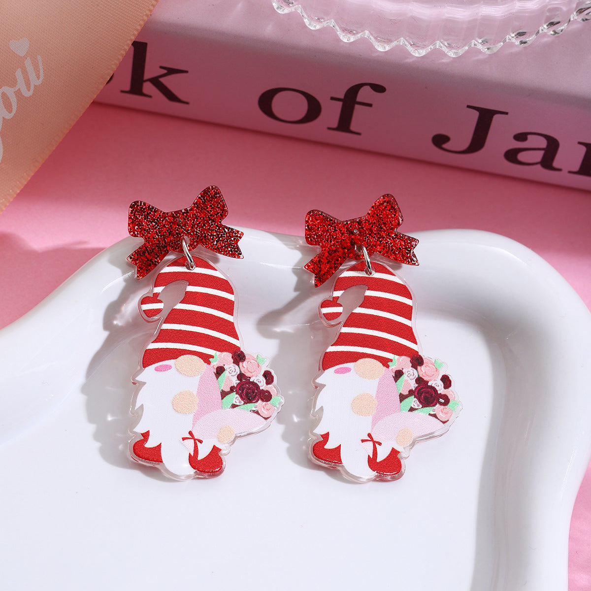 Wholesale Valentine' s Day Pink Love Acrylic Earrings