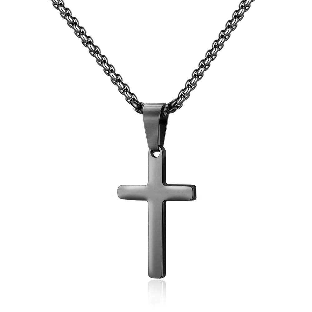 Wholesale Snake bone chain double layered cross pendant stainless steel necklace