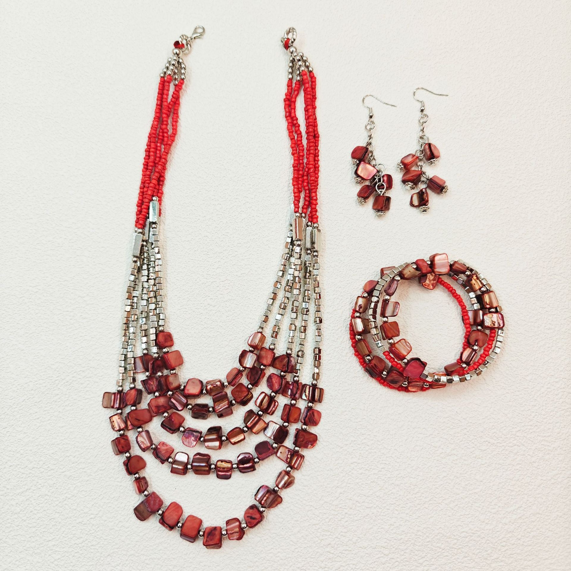 Wholesale Retro Ethnic Style Colorful Shell Earrings Bracelet Multi-layer Necklace