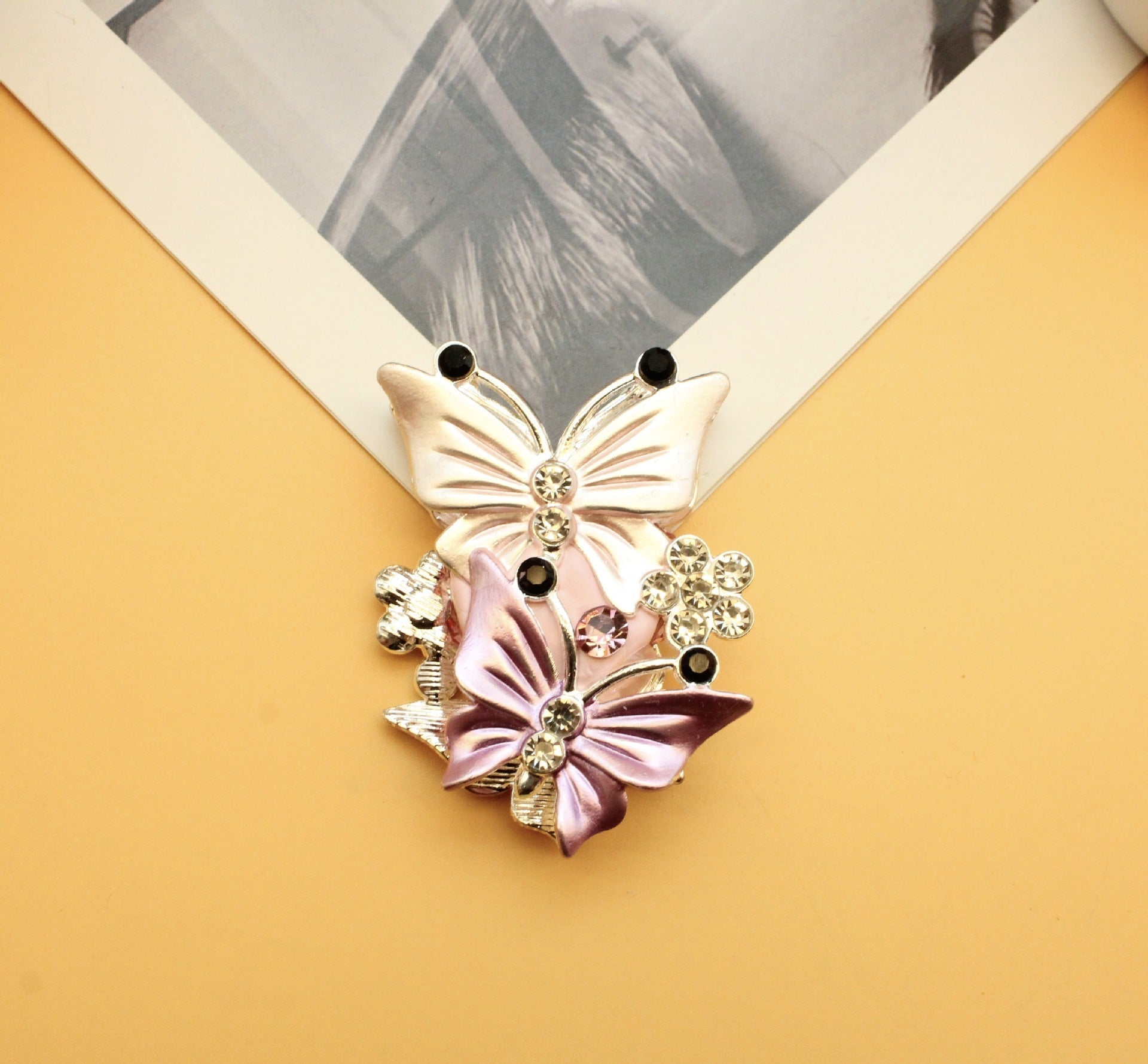 Wholesale Multicolor Double-Sided Rhinestone Butterfly Straight Hole Bead