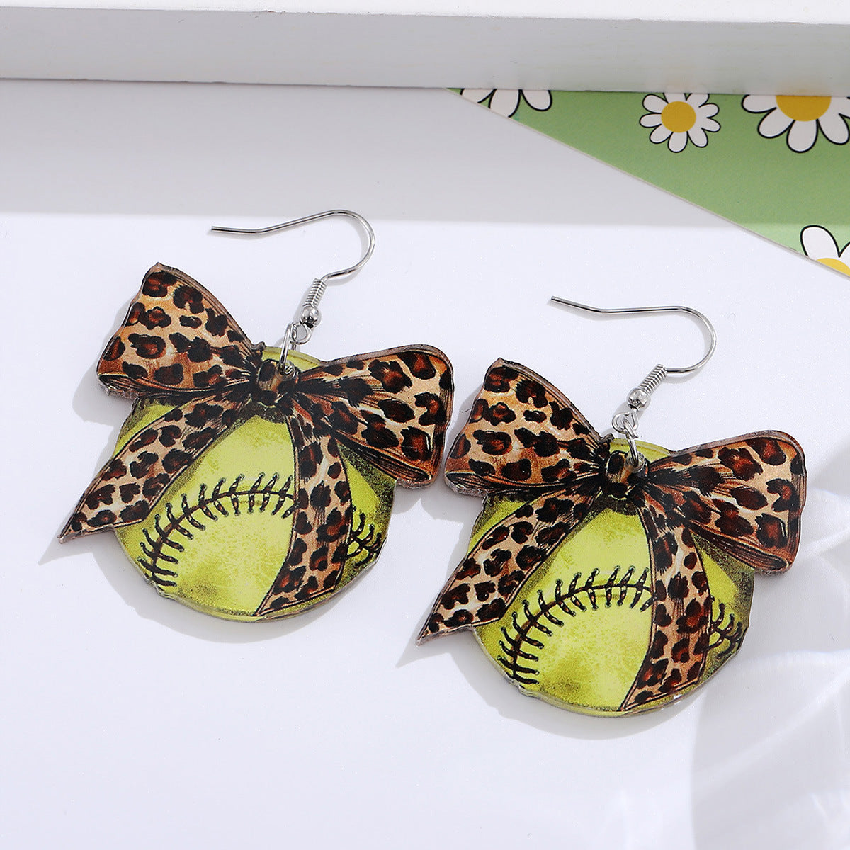 Wholesale sporty polka dot bow pendant earrings