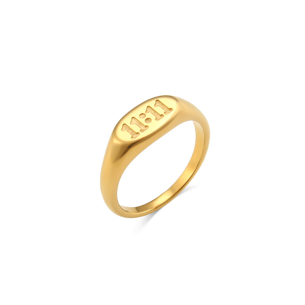 Wholesale 11:11 Pattern Gold Stainless Steel Ring