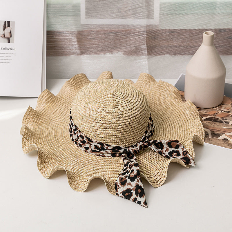 Sombrero de paja de top con ondulado de verano de verano al por mayor