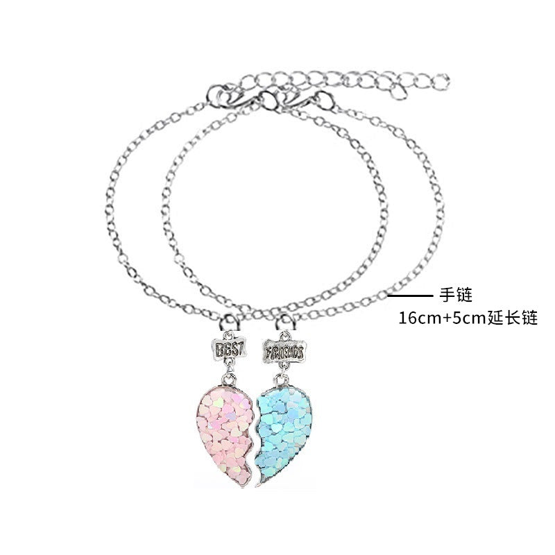 Wholesale Drip Glue Cartoon Alloy Sequin Heart Necklaces