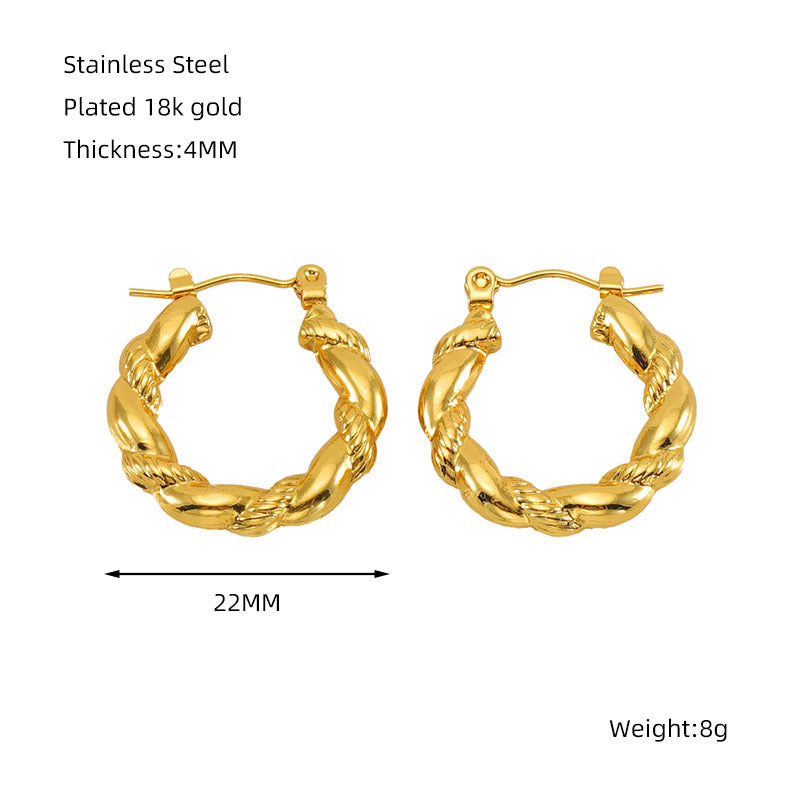 Wholesale titanium steel geometric 18K gold-plated earrings