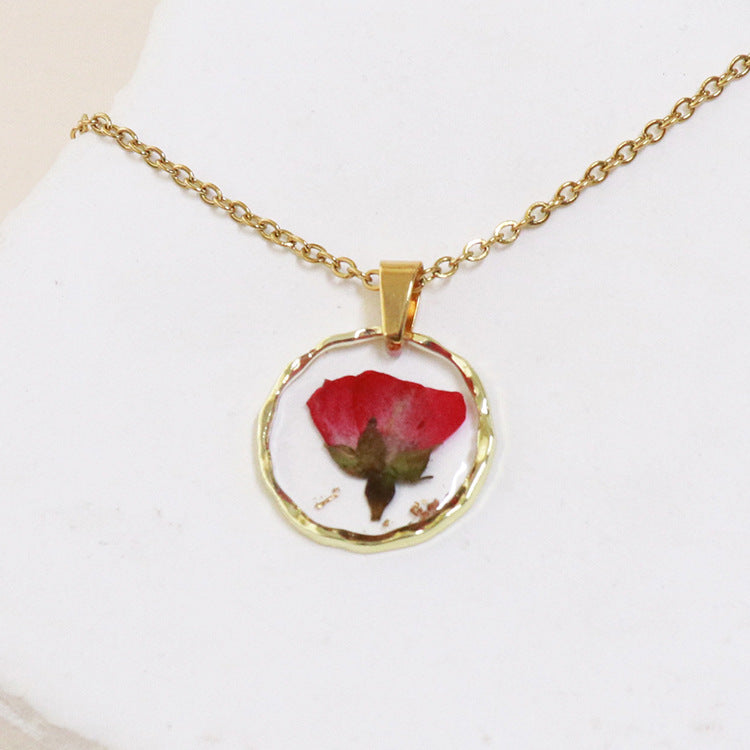 Wholesale 6pcs Moon Series Dried Flower Handmade Epoxy Pendant Necklace