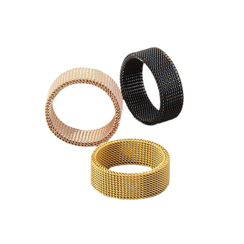 Wholesale 8MM Titanium Steel Deformable Multicolor Mesh Ring