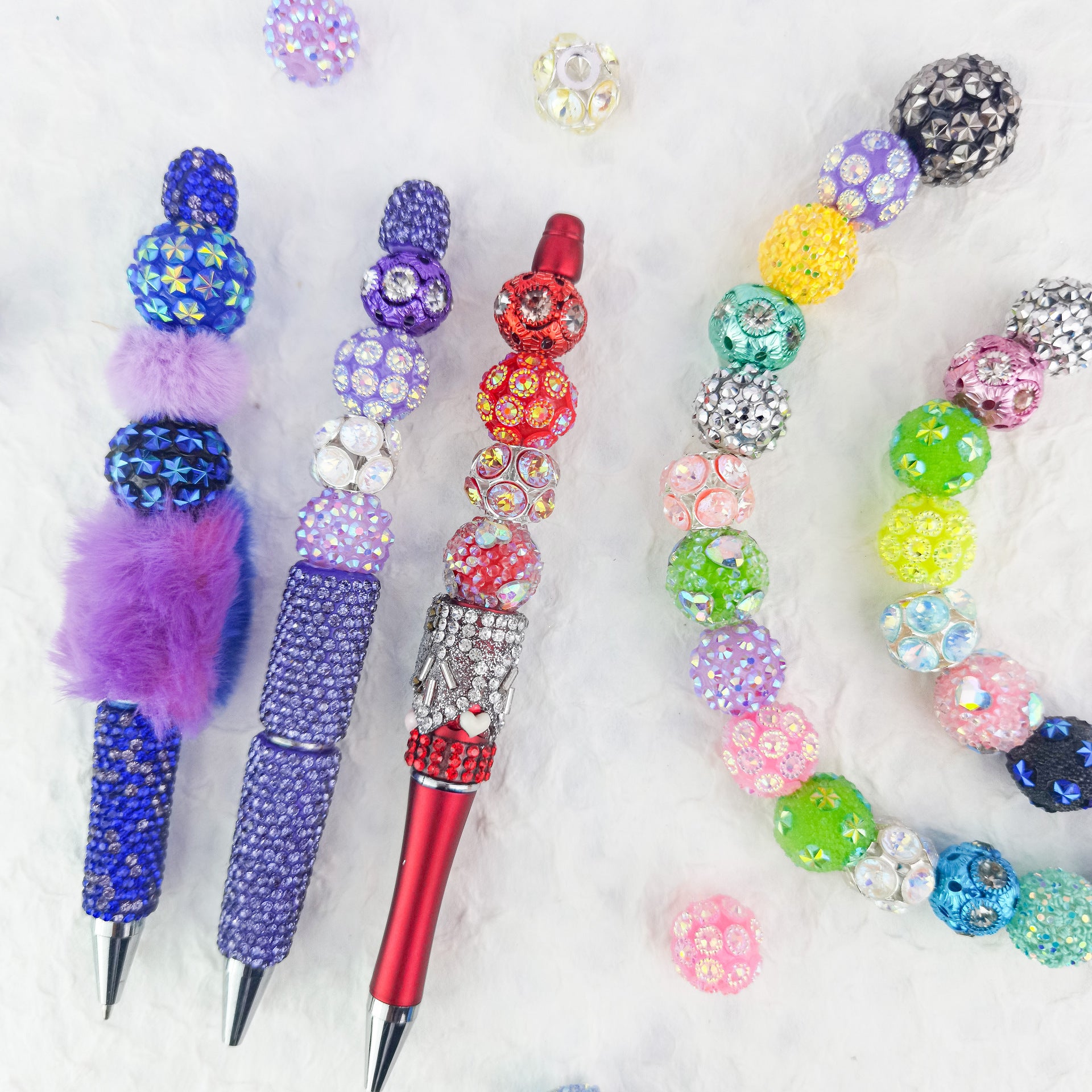 Wholesale 5pcs Bling Ball Beaded Heavy Industry Accessories Beaded Pen Beaded