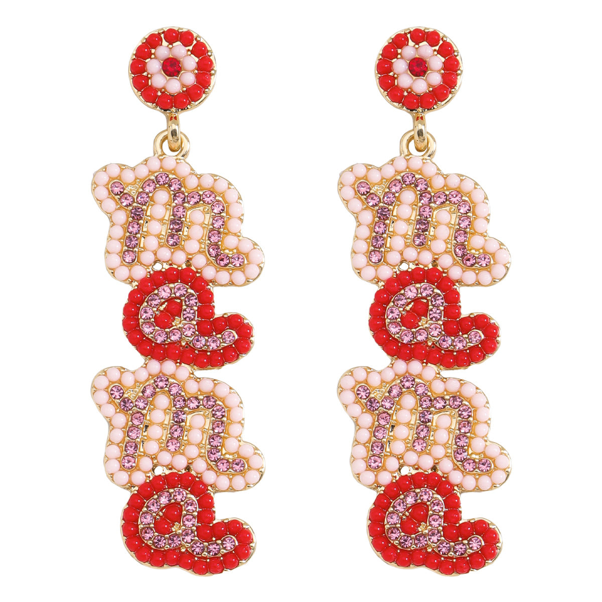 Wholesale MAMA Rice Pearl Diamond Earrings