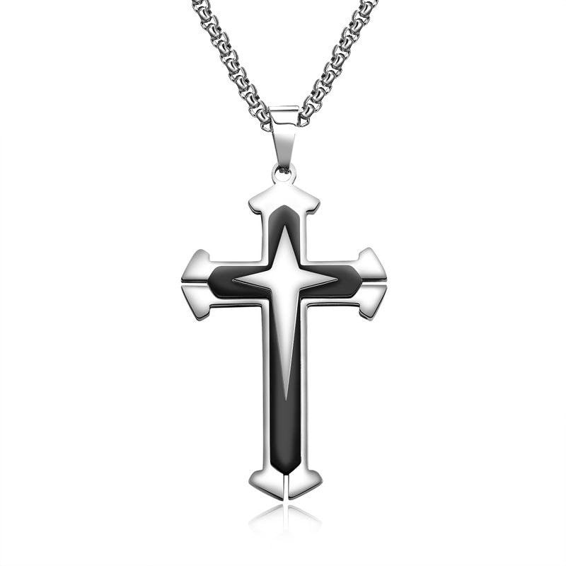 Wholesale Stainless Steel Titanium Steel Vintage Multi-layer Cross Necklace