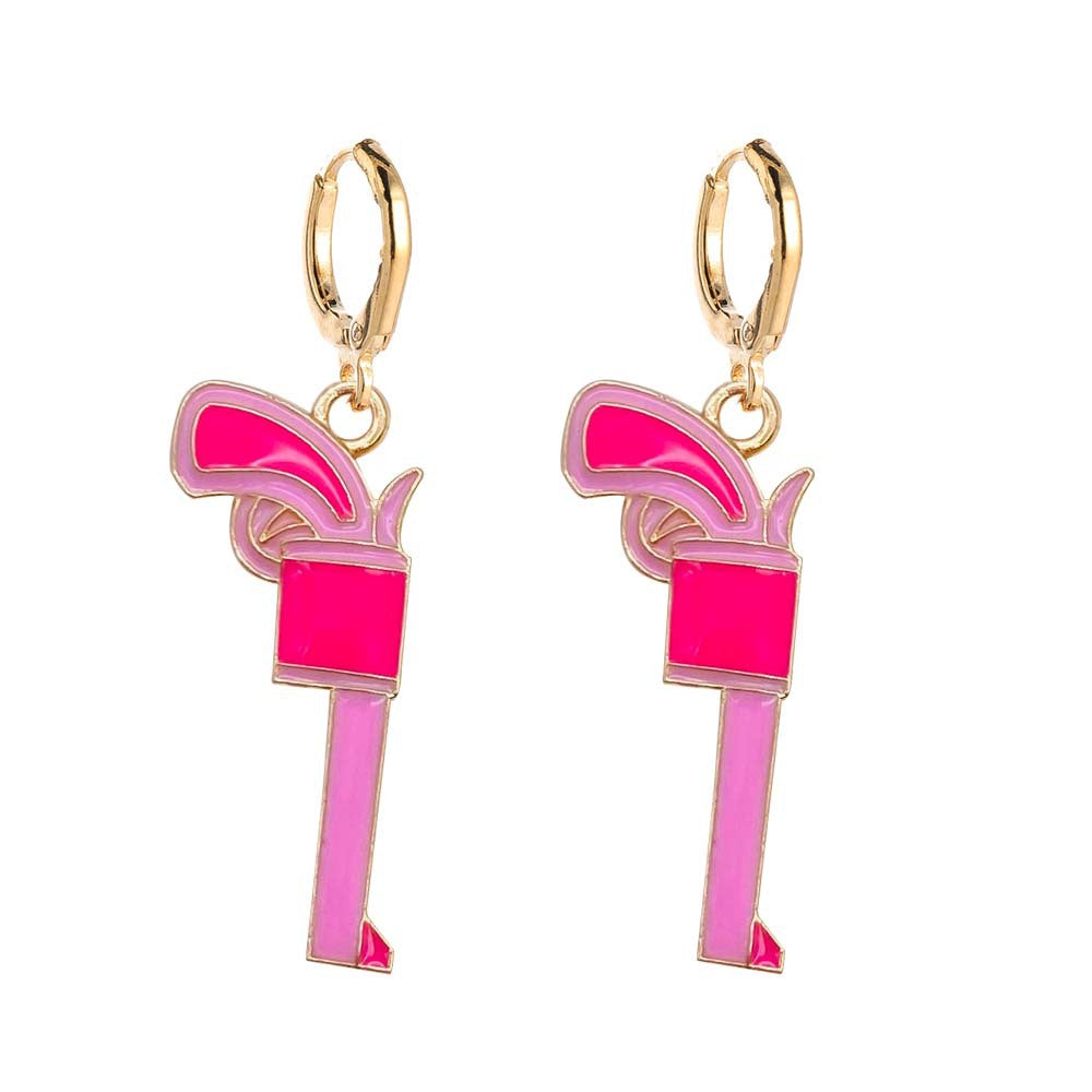 Wholesale Vintage Bull Head Pink Hat Cowboy Boots Earrings